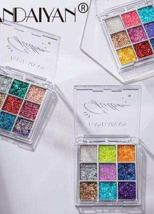 Тіні кольорові для повік, з блискітками handaiyan glitter eyeshadow,  глітердля обличча