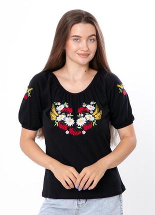Вишиванка жіноча з коротким рукавом носи своє 46 чорний (p-9510-100499)