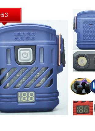 Фонарь multifunctional d53-2led, li-ion аккум., индикация заряда, зажигалка, зу type-c, box