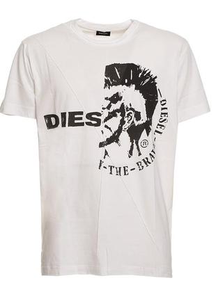 Белая футболка с принтом diesel