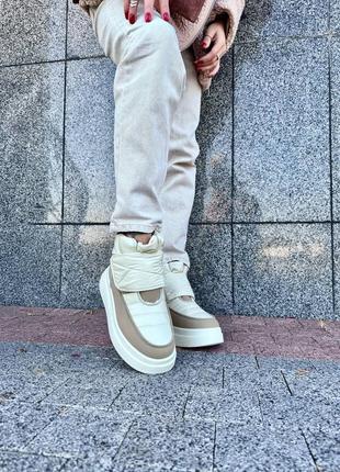 Белые бежевые женские зимние дутики ботинки ботинки из плащевки женские зимние ботинки...