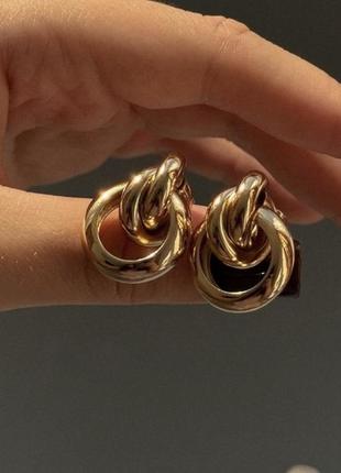 Серьги массивные трендовые xuping медицинский сплав позолота