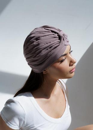 Шапка чалма тюрбан женская летняя из стрейч хлопка d.hats кофейный