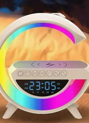 Light sound machine bt-3401, rgb ночник, часы, беспроводная зарядка,  bluetooth колонка