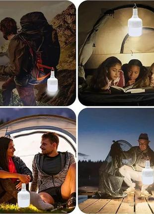 Светодиодная лампочка для кемпинга аккумуляторная с usb и крючком для подвешивания 60w