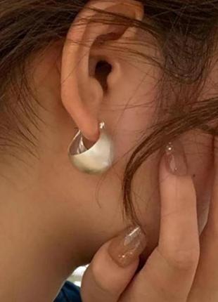 Серьги серебро оригинальные стильные объемные кольца silver ♥️