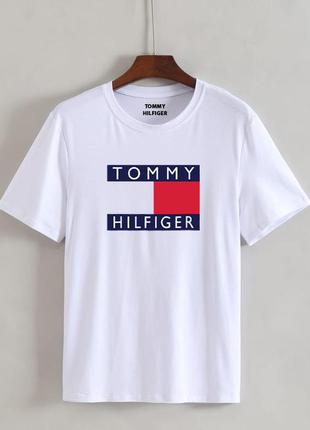 Женская футболка оверсайз oversize tommy hilfiger томми хилфигер белая