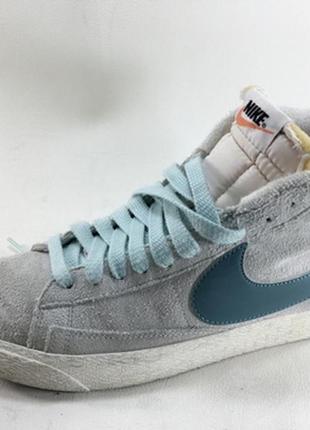 Замшевые кроссовки nike blazer кеды высокие, натуральный замш на стопу 22-22,5 см