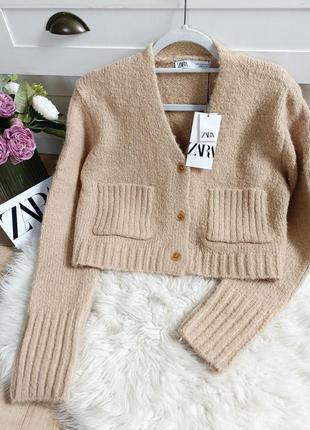 М’який трикотажний укорочений кардиган від zara, розмір м