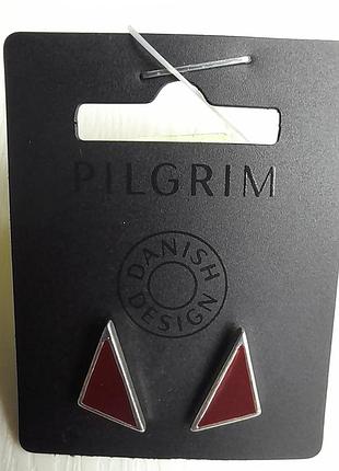 Серьги гвоздики треугольники эмаль pilgrim (дания)