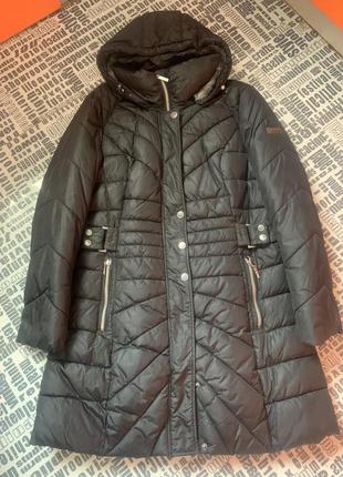 Теплый пуховик с меховым капюшоном германия р.42/l-xl укр. 48-50