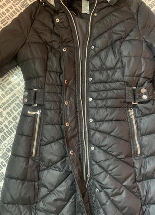 Добротный стильный  пуховик с меховым капюшоном германия р.42/l-xl укр. 48-504 фото