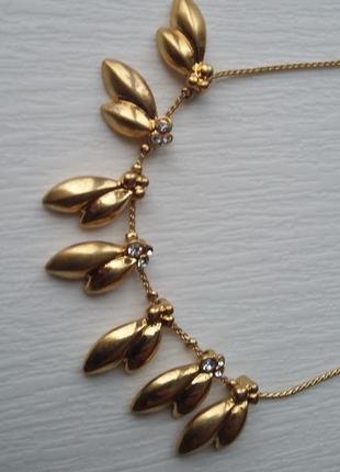 Колье листики позолота элитная ювелирная бижутерия pilgrim (данія)