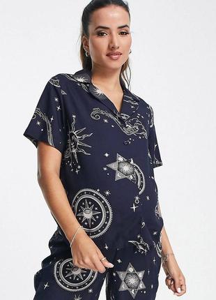 Домашня сорочка з принтом зірки сонця місяця asos