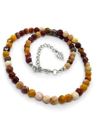 💛🍓 кольє, намисто чокер натуральний камінь яшма мукаїт гранований