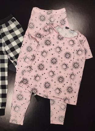 Рожева піжама з принтом зірки сонце місяць lts