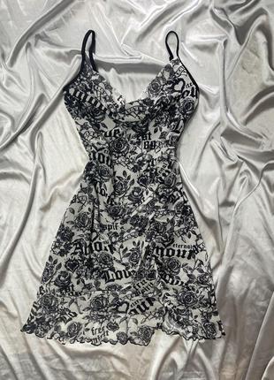 Сукня готична з надписами з сіткою