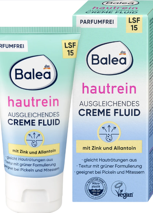 Балансуючий крем-флюїд від прищів з цинком balea ausgleichendes creme fluid hautrein, 50 ml
