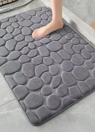 Килимок у ванну 60 * 40 см. сірий, стильний, антиковзний, водопоглинальний