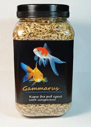 Натуральний корм для риб, рептилій і черепах гамарус сухий gammarus. банка 600мл/100г тм "буся"