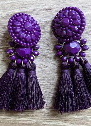 Серьги кисточки фиолетовые