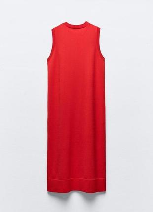 Длинное однотонное трикотажное платье от zara, размер s7 фото