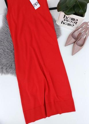 Длинное однотонное трикотажное платье от zara, размер s3 фото