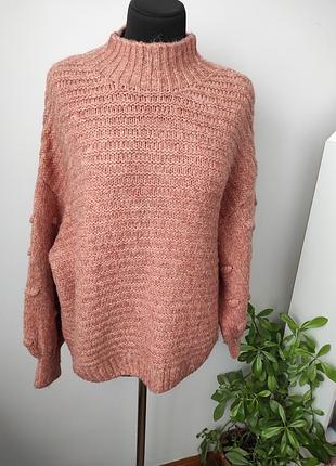 Теплый свитер крупной вязки с объемными рукавами 20-22 р от george
