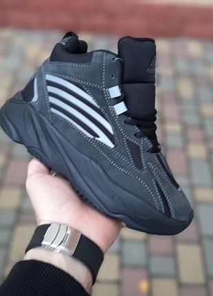 Зимние кроссовки adidas yeezy boost 700 high высокие темно серые