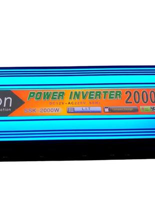 Інвертор напруги power inverter ssk-2000w (12v-220v) синій