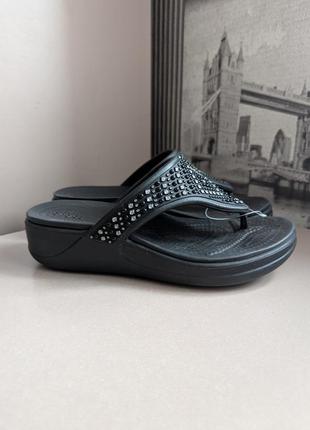 Шлепанцы вьетнамки crocs monterey shimmer wedge flip (35) оригинал женские