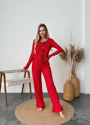 Комплект для дома, пижама на завязках в разных цветах