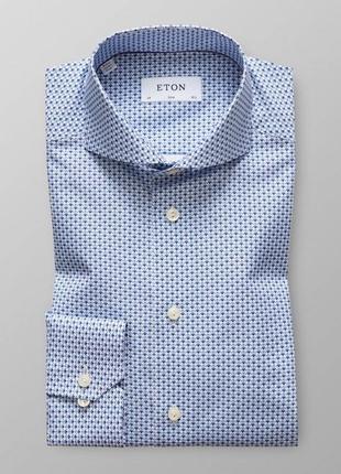 190$ eton slim fit m 40 15 3/4 классическая светлая рубашка голубая синяя