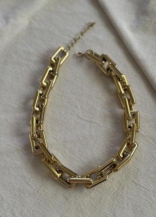 Ланцюжок на шию золотистий ланцюг цепи цепь цепочка2 фото