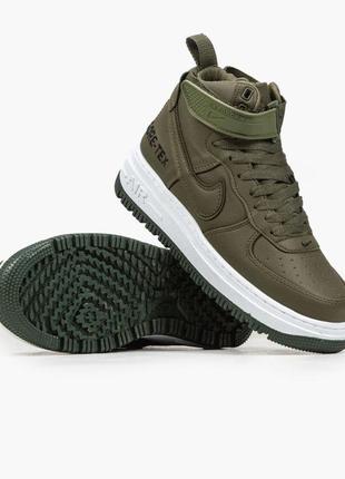Женские зимние кроссовки nike air force high gore- tex beige fur форсы на меху кожа