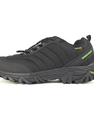 Чоловічі кросівки зимові merrell vibram cordura чорні з салатовим