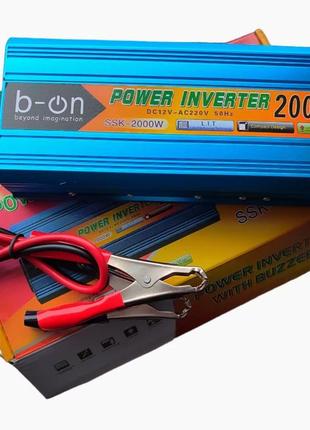 Інвертор автомобільний power inverter ssk-2000w (12v-220v)