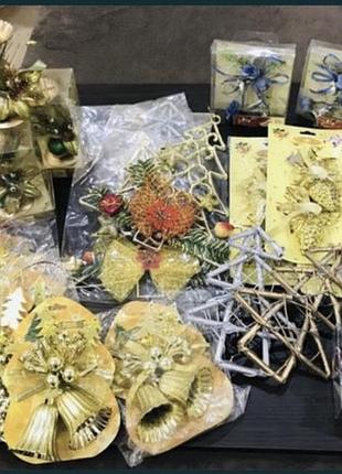Продам новогодние игрушки, подсвечники, декор, украшение- букет, шары, колокольчик
