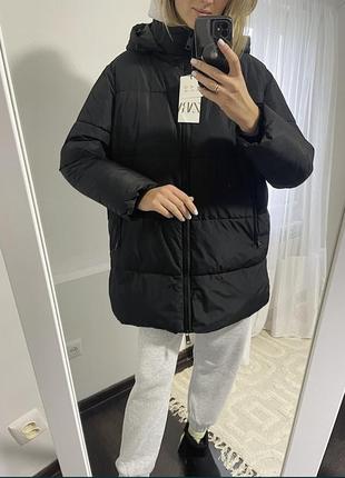 Пуховик пуфер куртка зимова пух перо zara