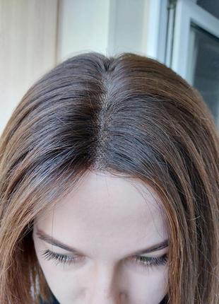 Парик натуральный каре удлиненное