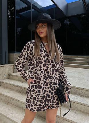 Хитовый леопардовый женский костюм яркий комплект рубашка и шорты софт