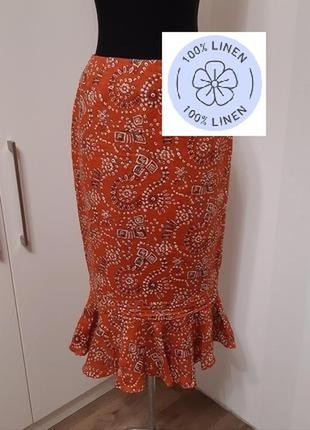 Роскошная юбка-годе "рыбка", 100% лен