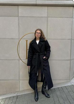 Эко-шубка утепленная до -20°с <unk> пальто шуба седди черная