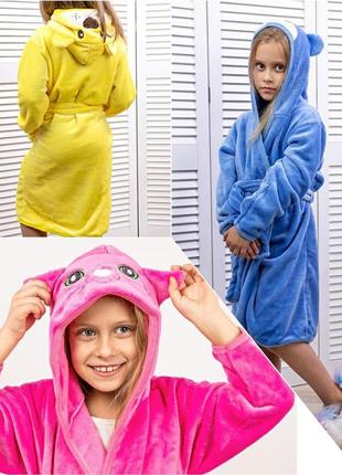 Халат дитячий з капюшоном з вушками для дівчинки для хлопчика