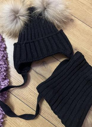 Шапка для девочки плюс хомут