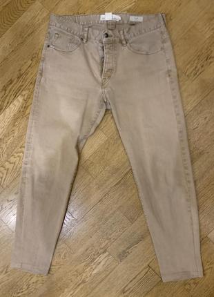 Джинсы h&m бежевые slim fit