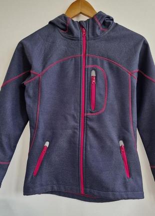 Демісезонна термо куртка дівчинці softshell на флісі з капюшоном yfk 146-152 колір сірий під джинс софтшелл