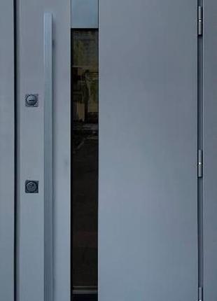 Вхідні двері метал/мдф термікс склопакет антрацит/ білі 860/960х2040х95 ліве/праве