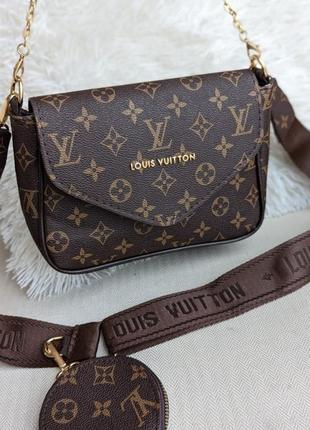 Шоколадная&nbsp;сумка кроссбоди на широком ремне