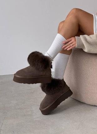 Уггі жіночі різнокольорові з натуральної замші/ шкіри